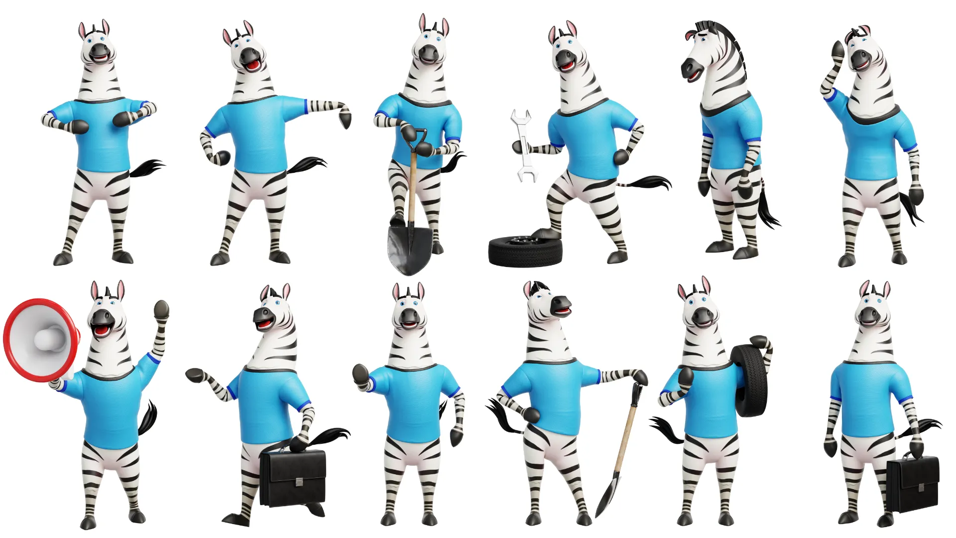 Mascot poses: Zebra — 2